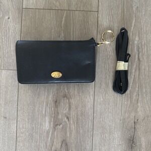Etienne Aigner Black Crossbody Wallet with Gold Hardware